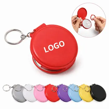 Double Sided Leather Keychain Mirror with 2x Magnification