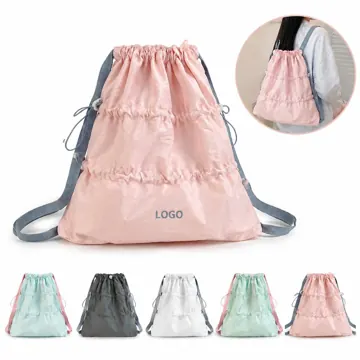 Lightweight Nylon Drawstring Backpack with Adjustable Straps