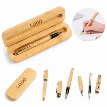 Bamboo Fountain Pen with Protective Case, Smooth Writing