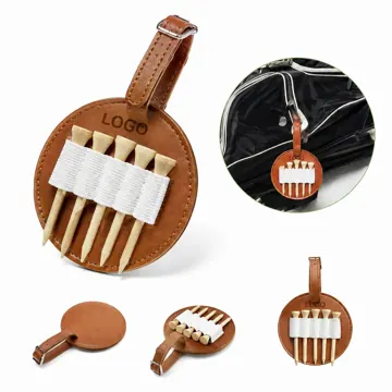 PU Leather Golf Tee Holder with Buckle for Bag
