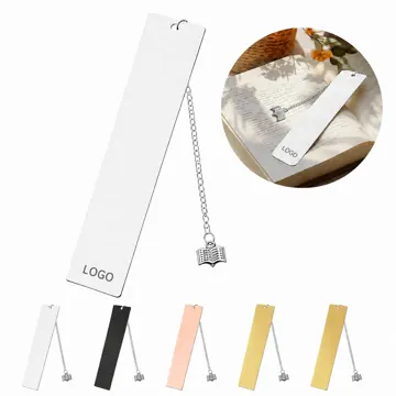 Stainless Steel Bookmark with Pendant, Durable Rectangular