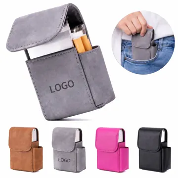 Magnetic PU Cigarette Case with Lighter Pouch Holder