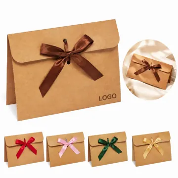 Rustic Kraft Envelopes with Ribbon Ties for Gifts