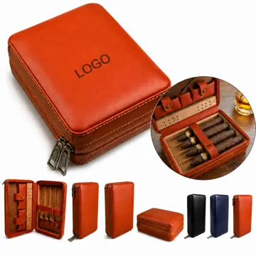 Premium Leather Airtight Cigar Travel Case with Humidifier