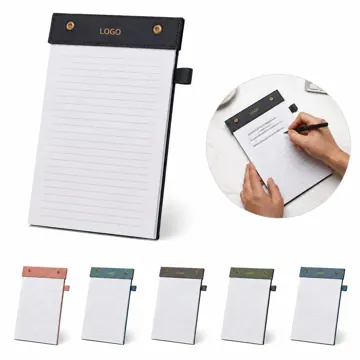 Top-Bound Leatherette Notepad with Pen Loop, 3 Page Styles
