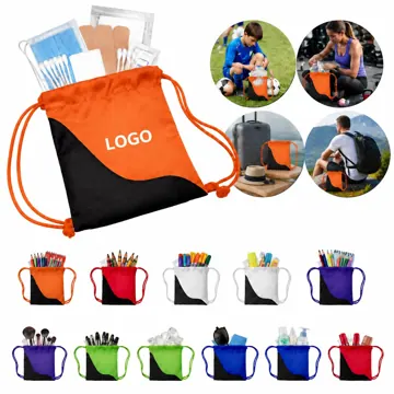 2-Tone Drawstring First Aid Kit for Travel & Outdoor
