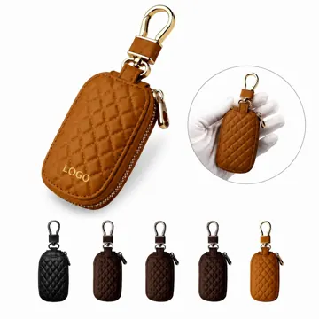 Synthetic Leather Car Key Case with Metal Ring Keychain