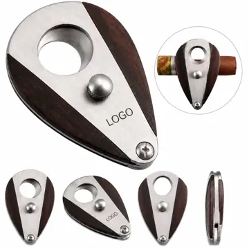 Wooden Waterdrop Cigar Cutter with Stainless Steel Blade