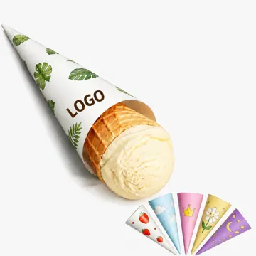 Custom Leakproof Disposable Ice Cream Cone Paper Cups