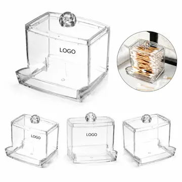 Clear Cotton Swab Storage Box with Transparent Lid