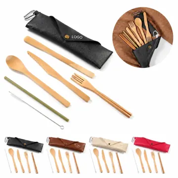 Eco-Friendly Portable Bamboo Cutlery Set with Reusable