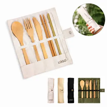 Eco Bamboo Cutlery Set for Outdoor Dining, Reusable Flatware
