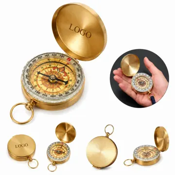 Glow-in-the-Dark Waterproof Brass Compass with Clamshell