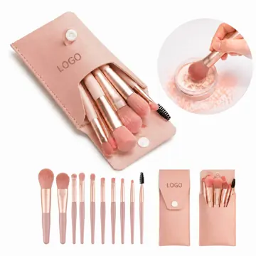 8-Piece Travel Makeup Brush Set with Soft Synthetic Bristles