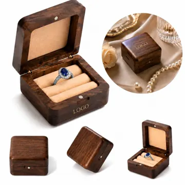 Black Walnut Ring Box with Magnetic Closure