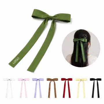 Flowing Ribbon Bow Hair Clip with Cascading Tails