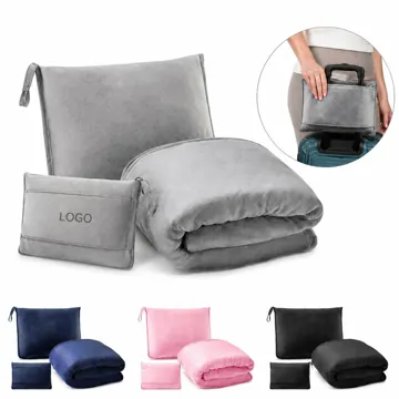 Microplush 2-in-1 Travel Pillow Blanket with Carry Pouch