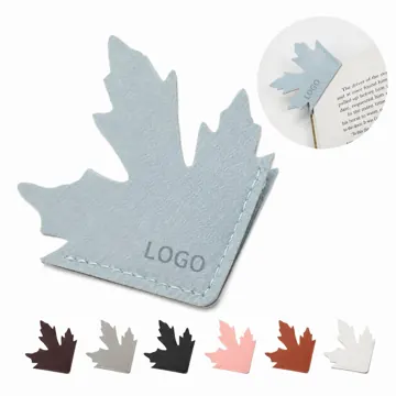 Handmade PU Leather Maple Leaf Bookmark, Durable Page Marker