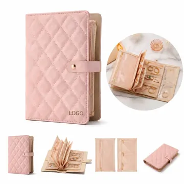 Foldable PU Leather Jewelry Book Organizer with Clear