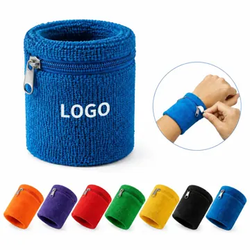 Moisture-Wicking Sports Wristband with Zipper Pocket