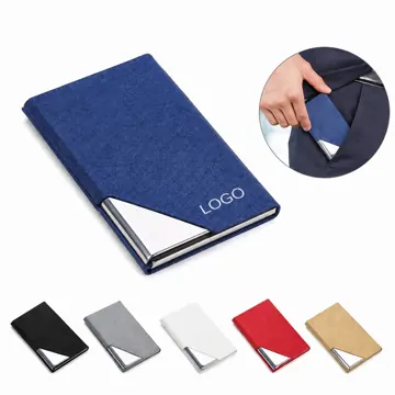 Stainless Steel PU Card Case with Secure Snap Closure