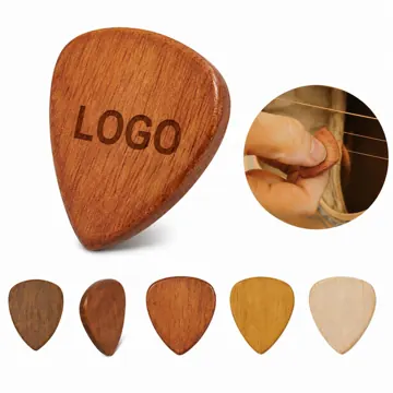 Natural Wood Guitar Picks Set, Medium Grip, Eco-Friendly