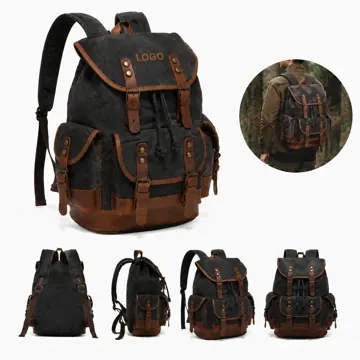 Vintage Waxed Canvas Backpack for Outdoor Travel & Daily Use