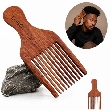 Wide-Tooth Wooden Beard Comb for Grooming and Afro Hair Lift