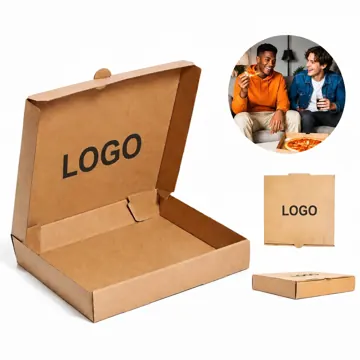 Kraft Corrugated Pizza Box for Takeout Delivery, Sturdy