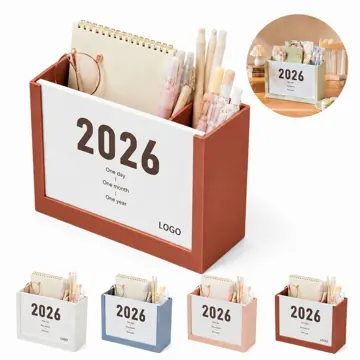 2026 Desk Calendar with Pencil Holder for Office