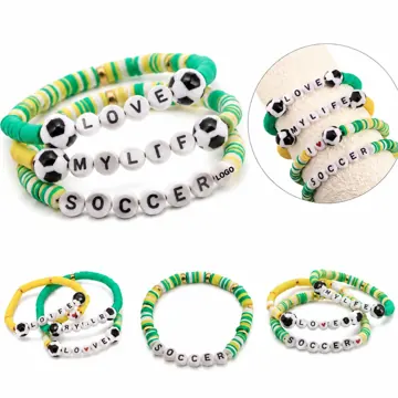 Elastic Letter Friendship Bracelets for Football Team Spirit