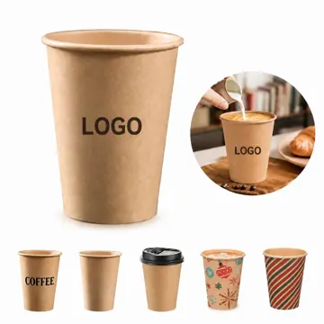 8 oz Disposable Thickened Kraft Paper Cups for Hot & Cold