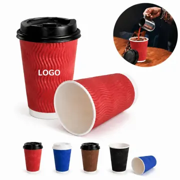 Insulated Corrugated Paper Cups with Lids for Hot & Cold