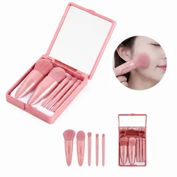 5-Piece Travel Makeup Brush Set with Soft Synthetic Bristles