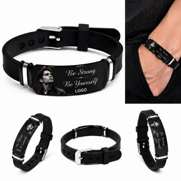 Custom Photo Silicone Wristband, Adjustable Personalized