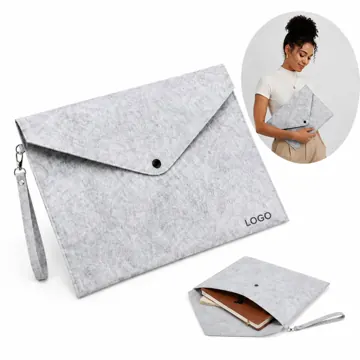 A4 Felt Button File Folder with Inner Pockets, Portable
