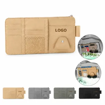 PU Leather Car Visor Organizer with Multi-Function Storage