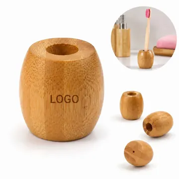Natural Bamboo Toothbrush Holder with Multiple Compartments