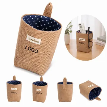 Natural Jute Wall Organizer with Multiple Pockets