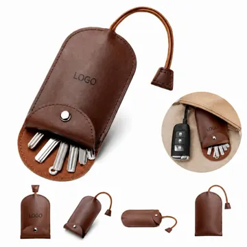 Ultra-Thin PU Leather Pull-Out Key Case, Compact