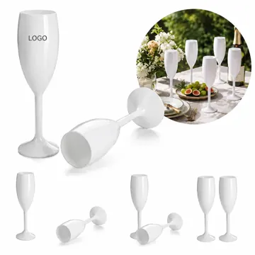 Shatterproof Plastic Champagne Flutes with Long Stems, Clear