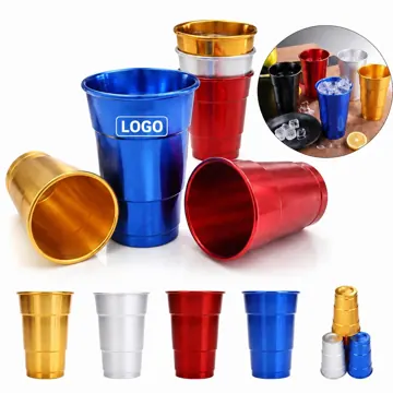 17oz Stackable Anodized Aluminum Cups for Parties, Reusable