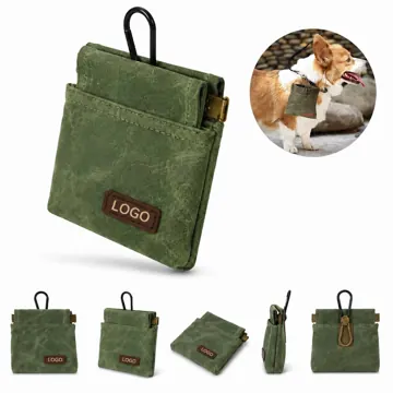 Waxed Canvas Pet Training Treat Pouch with Belt Clip