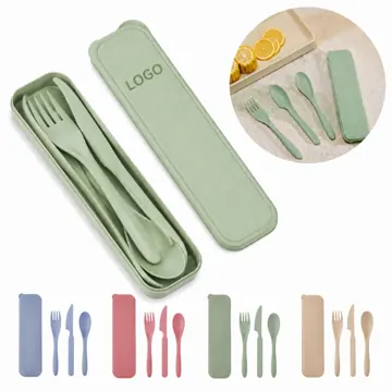 Eco Wheat Straw Cutlery Set 3-Piece Portable Reusable