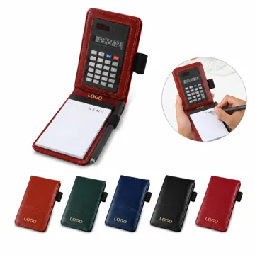 PU Leather A7 Calculator Notebook with 8-Digit Display