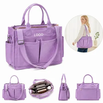 Women's Canvas Tote Bag with 3-in-1 Laptop Sleeve