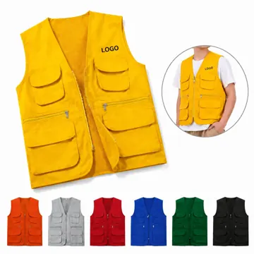 Multi-Pocket Polyester Volunteer Vest with Adjustable Fit