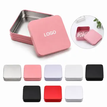 Sturdy Metal Square Tin Condom Carrying Case with Secure