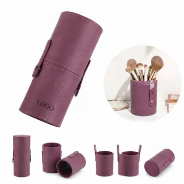 PU Expandable Makeup Brush Holder with Multiple Compartments