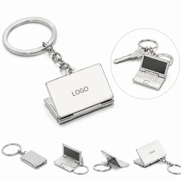 Mini Laptop Keychain Alloy Key Ring with Opening Lid